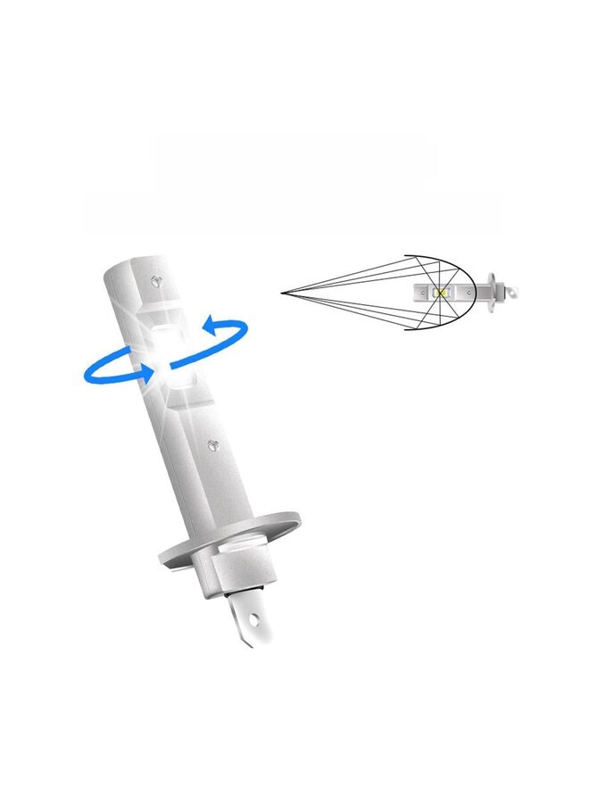 ترقية لمبات قطعتين +700% أكثر سطوعًا 30000 لومن 120 وات، شعاع عالي ومنخفض، 6500 كلفن أبيض بارد، حجم صغير 1:1، توصيل وتشغيل، غير قطبية، مصابيح ضباب LED H1 بدون مروحة - Image 2