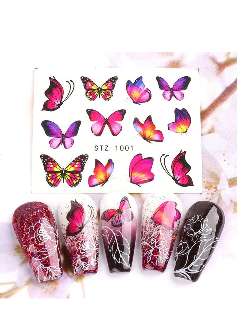erfly Nail Art Stickers Water Transfer Sticker with erfly Flower Patterns Manicure Tips, DIY Toenails Art Decorations Accessories Decals 30 Sheets - Image 4