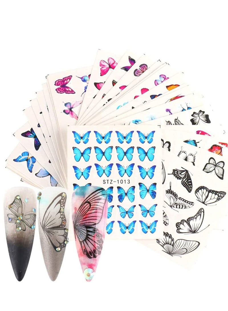 erfly Nail Art Stickers Water Transfer Sticker with erfly Flower Patterns Manicure Tips, DIY Toenails Art Decorations Accessories Decals 30 Sheets - Image 5