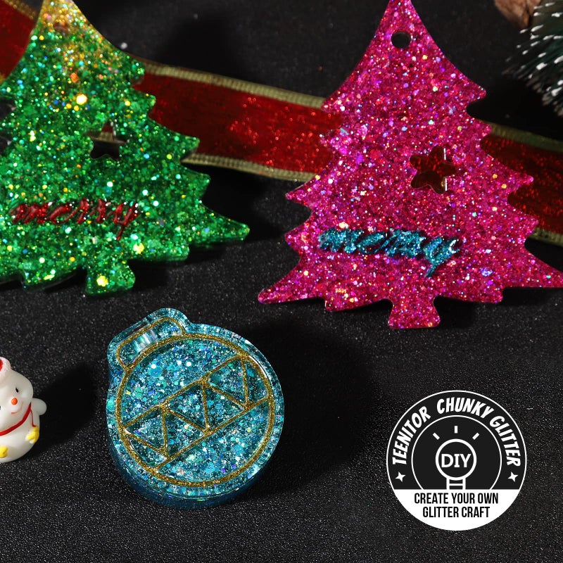 Teenitor Festival Chunky and Fine Glitter Powder Mix, Teenitor 32 Colors Chunky Sequins, Iridescent Glitter Flakes, Cosmetic Face Body Eye Hair Nail Art Resin Tumbler Loose Glitter - Image 5