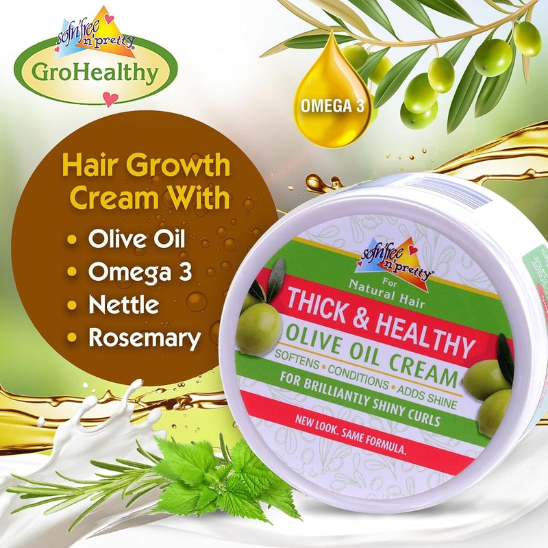 Sofn'Free n'Pretty GroHealthy Thick & Healthy Olive Oil Cream - 8.8 oz for Natural Hair - Image 3