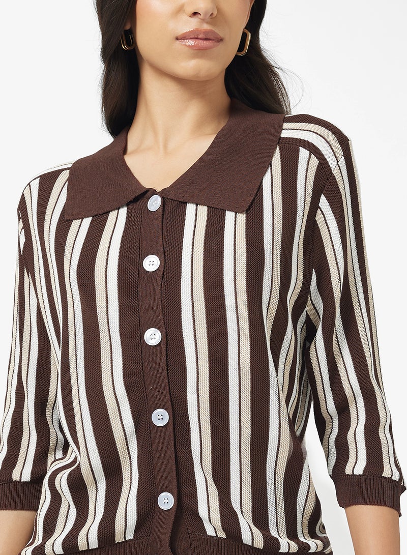 جينجر كارديجان مخطط من الكتان الناعم - Image 3