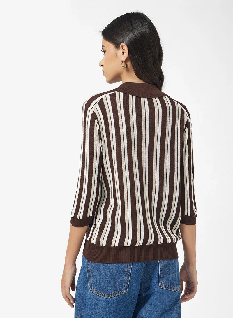 جينجر كارديجان مخطط من الكتان الناعم