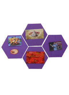 ABV Traders ABV Traders Hexagonal Collage Display Board Photo Frames Pin up Soft TileWall Hanging for Offices and Home Purple Pack of 4  - Image 1