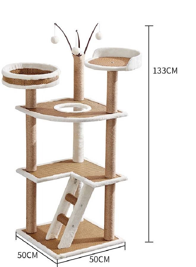 إن كي أكس برج شجرة قطط طويل متعدد المستويات مع مجاثم وأسرّة وألعاب - ارتفاع 133 سم - Image 2
