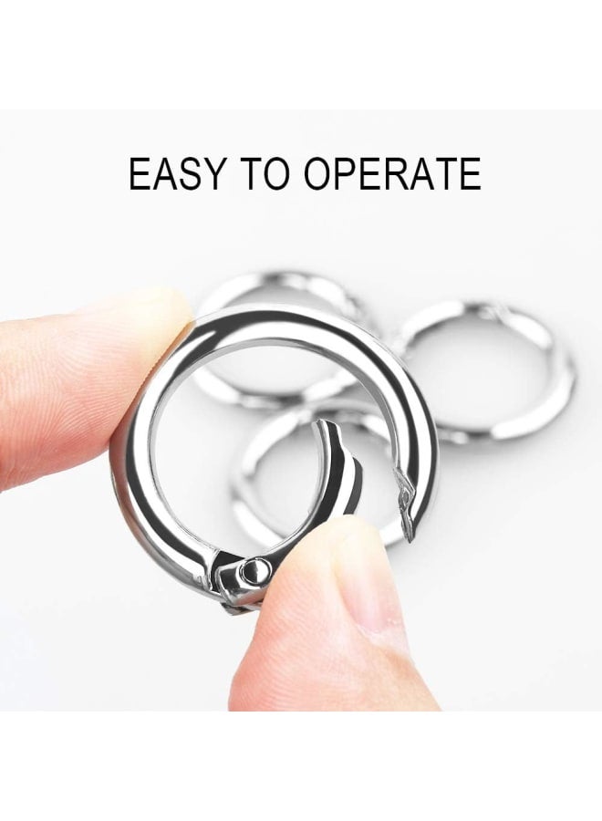 30 Pieces Round Spring Snap Clip Hooks, Zinc Alloy Locking Carabiner O Spring Loaded Gate Clips Keyring Buckle for Bags, Purses, Keychain (Silver) - Image 4