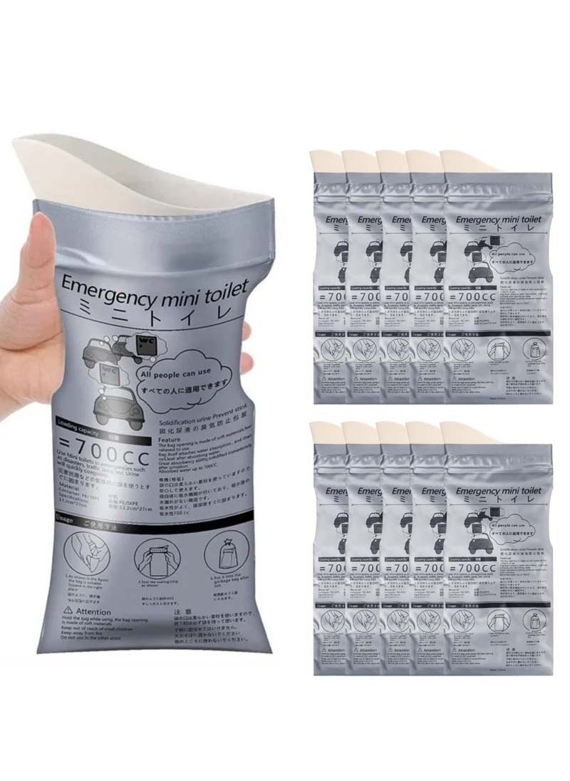YIM-VIBEHAUS - 10PCS Disposable Urine Bags, 700ML Large Capacity Camping Pee Bags, Unisex Urinals Vomit Bags for Travel Urinal Toilet Traffic Jam Emergency - Image 1