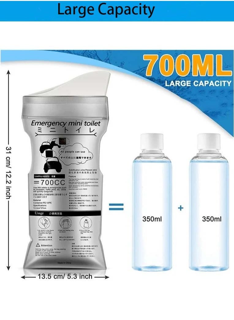 YIM-VIBEHAUS - 10PCS Disposable Urine Bags, 700ML Large Capacity Camping Pee Bags, Unisex Urinals Vomit Bags for Travel Urinal Toilet Traffic Jam Emergency - Image 1