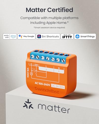 SwitchBot Smart Relay Switch 1PM, Power Metering Smart Relay Module with Built-in Bluetooth Repeater, Wi-Fi&Bluetooth Switch Works with Alexa/Apple Home/Google Home/Matter Hub Required, 2.4GHz - Image 5