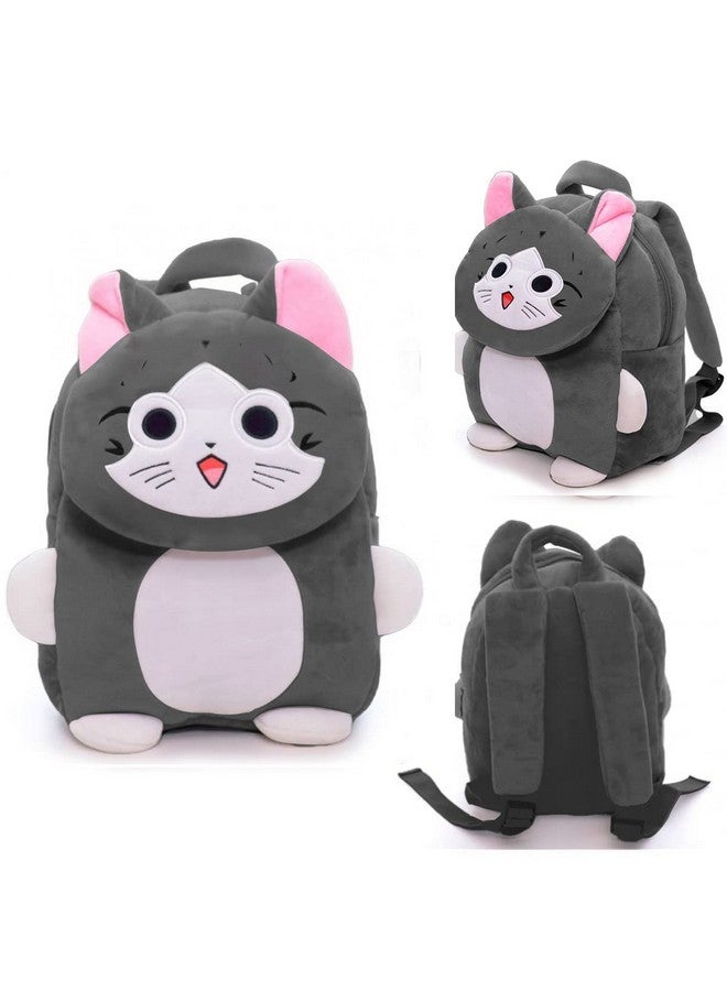 Frantic Kids Soft Cartoon Animal Travelling School Bag Soft Plush Standard Backpack Boys Girls Baby For 2 To 5 Years Baby/Boys/Girls Nursery, Preschool, Picnic(Greycatflap) Standard, 10 Liter - Image 5