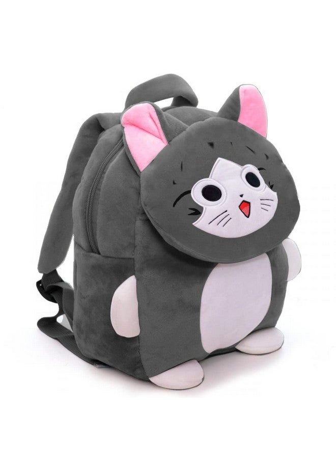 Frantic Kids Soft Cartoon Animal Travelling School Bag Soft Plush Standard Backpack Boys Girls Baby For 2 To 5 Years Baby/Boys/Girls Nursery, Preschool, Picnic(Greycatflap) Standard, 10 Liter - Image 2