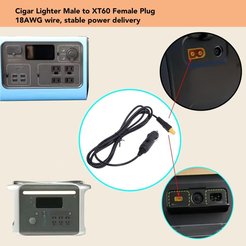 ولاعة سجائر إلى كابل أنثى Xt60 سلك نحاسي ثقيل 18awg تمديد LED 300 سم للاستخدام في السيارات والتحكم عن بُعد في الهواء الطلق - Image 3