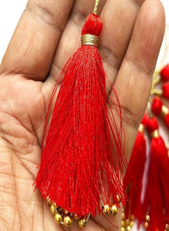 PATWA TRADERS Pack of 12 Colorful Tassels, 11 Shades for Jewellery, Keychains, Sarees, Dresses, Home Decor, Accessories, Crafting (Red 2) - Image 1