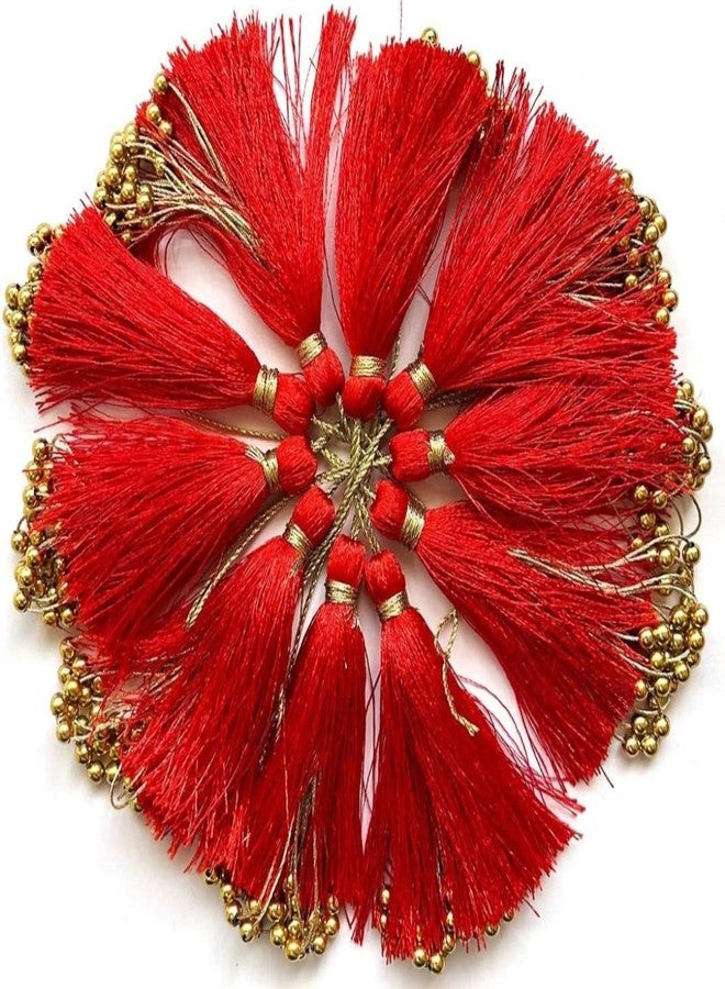 PATWA TRADERS Pack of 12 Colorful Tassels, 11 Shades for Jewellery, Keychains, Sarees, Dresses, Home Decor, Accessories, Crafting (Red 2) - Image 2