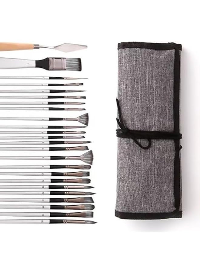 24-piece brush set, suitable for oil painting and gouache work. - Image 1