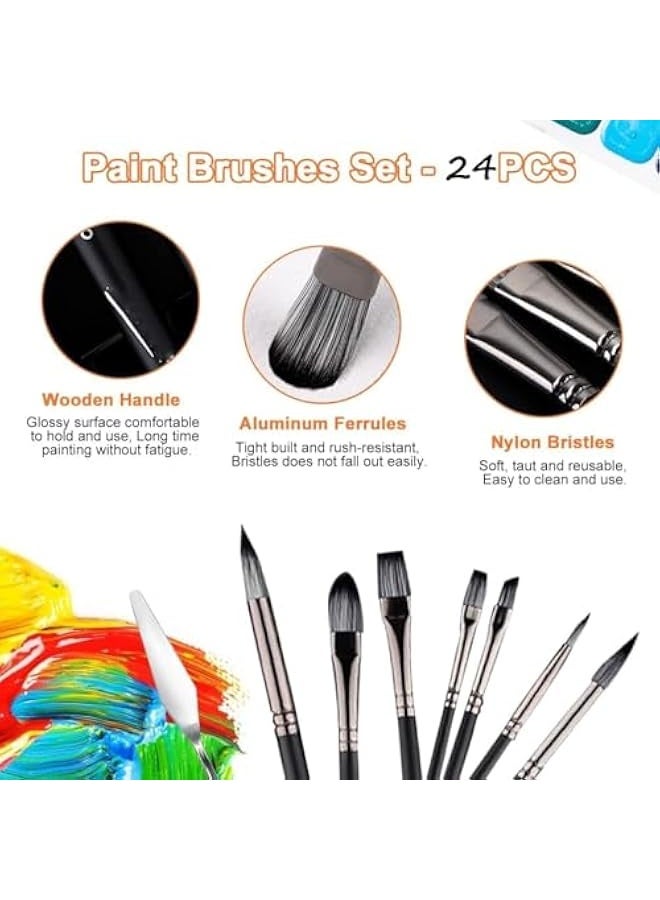 24-piece brush set, suitable for oil painting and gouache work. - Image 3