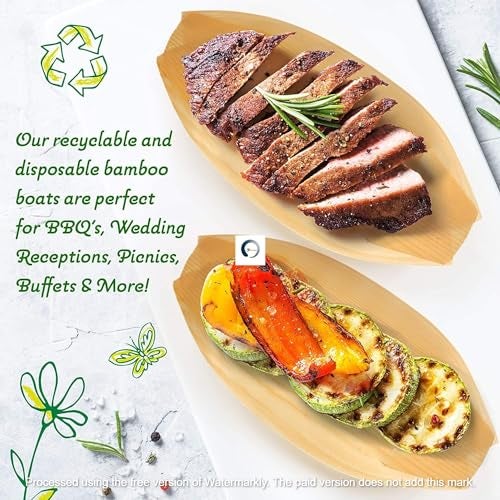 Adaamya® - Disposable Pinewood Serving Boat Trays Snacks Plate Set (3.25 X 7 Inch (Medium), 50) - Image 5