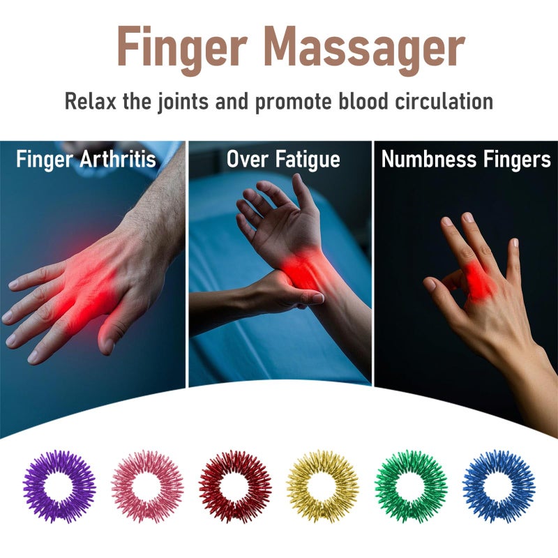 RIDEHILL 12PCS Acupressure Rings, 6 Colors Fidget Rings for Anxiety Relief, Silent Spiky Sensory Fidget Toys for Classroom Home Office Stress Reducer and Finger Massager - Image 5