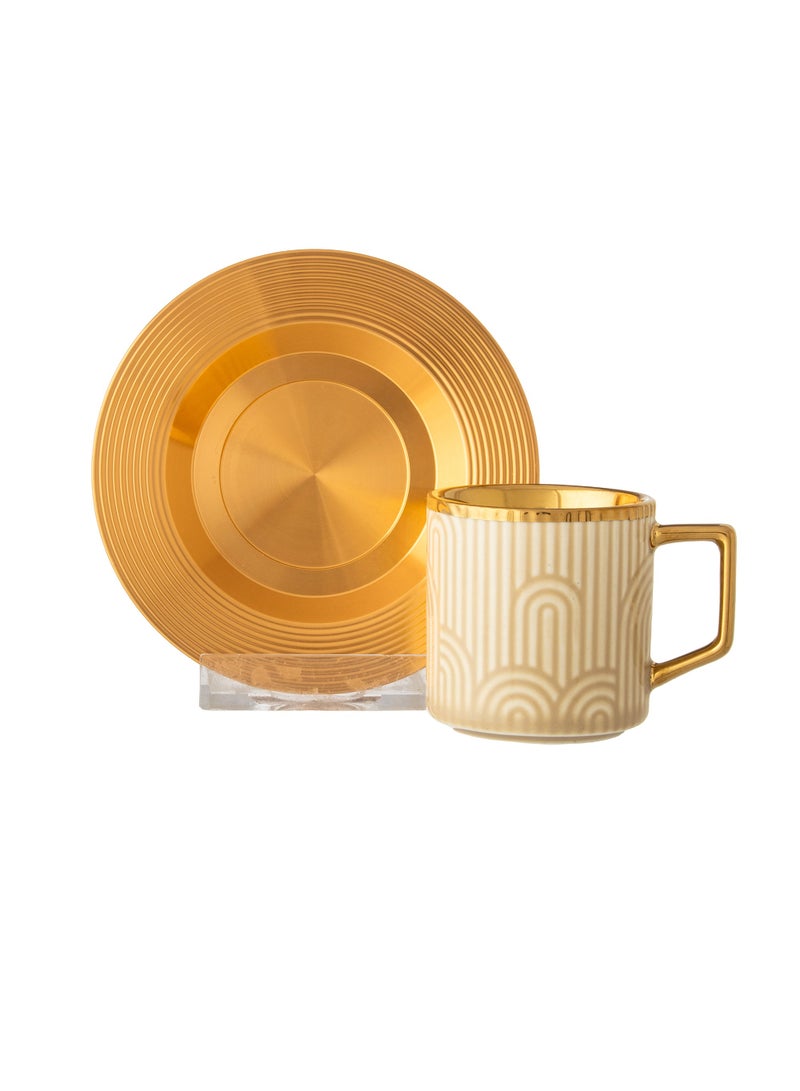 Dania A set of porcelain Turkish coffee cups and metal saucers, 6 cups + 6 saucers - Image 1
