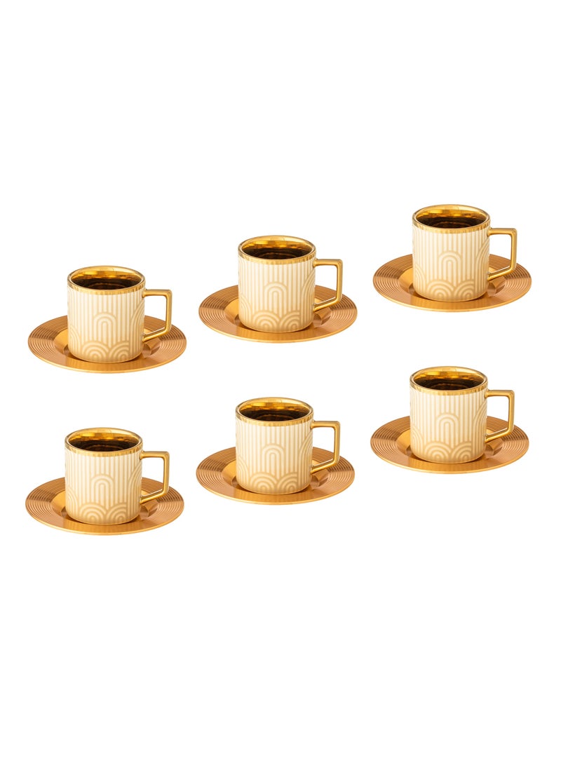 Dania A set of porcelain Turkish coffee cups and metal saucers, 6 cups + 6 saucers - Image 2