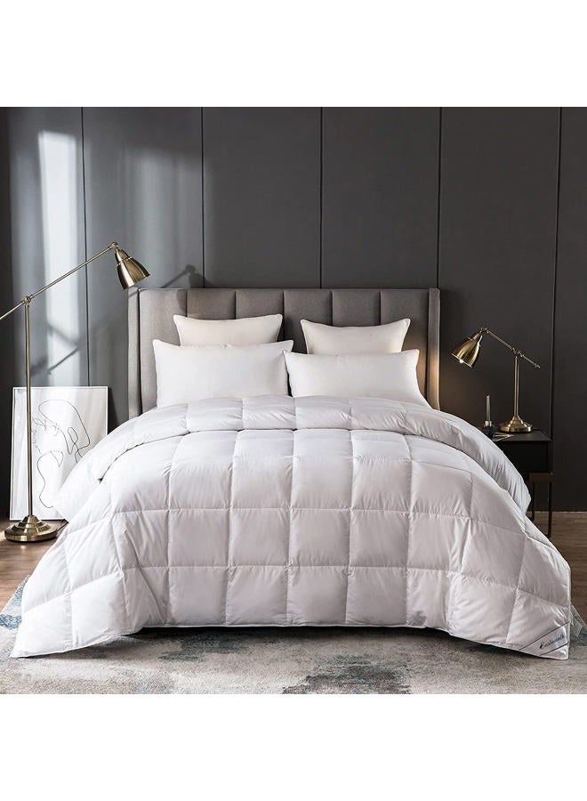 Eastwarmth Lightweight White Goose Down Comforter Cooling Blanket Duvet Insert for Summer/Warm Weather, 750 Fill Power Ultra Soft Fabric White Full/Queen Size - Image 1