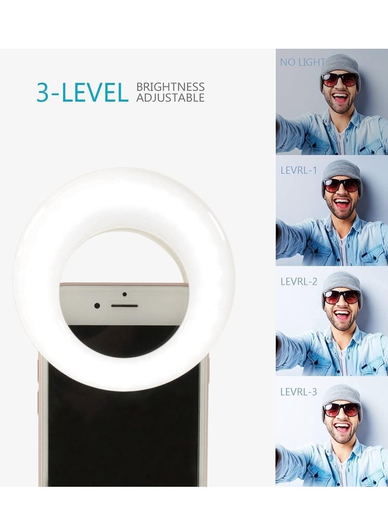 SYOSI Selfie Ring Light Clip-on LED Camera Rechargeable 36 Fill- 3-Level Adjustable Brightness On-Camera Video Night for iPhone  - Image 3