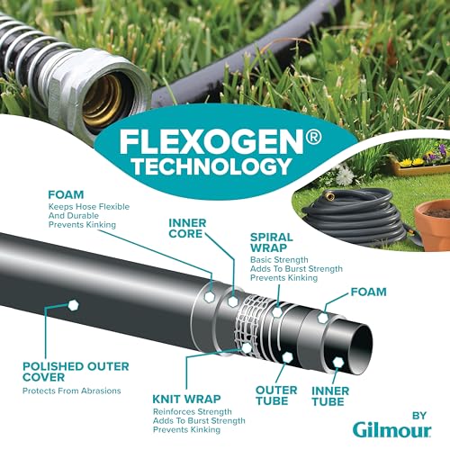 Gilmour Flexogen 5/8 in x 50 ft Garden Hose, Heavy Duty Water Hose, Flexible and Kink Resistant Outdoor Hose, Gray - Image 2