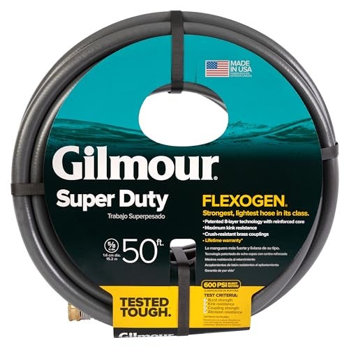 Gilmour Flexogen 5/8 in x 50 ft Garden Hose, Heavy Duty Water Hose, Flexible and Kink Resistant Outdoor Hose, Gray - Image 1