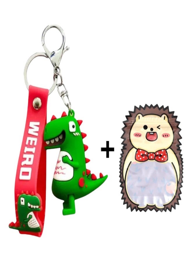 AMYCAUR Dino Keychain for Boys/Girls, Cute Silicon Keychains Accessories Keyring for Bike,Car, Keychain For Men, Perfect for Bag Charm,Keychain For Girls, Car, Bike Gifting 1pcs (Free Zip pouch) - Image 2