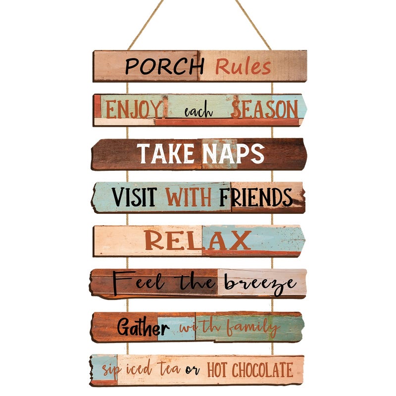 Yookeer Porch Rules Sign Outdoor Wood Plaque Porch Signs Wall Art Porch Rule Wall Decor Relax Take Naps Quotes Rustic Vintage Wooden Hanging Wall Art Gift for Home Farmhouse Porch Patio Garden Door Decoration - Image 2