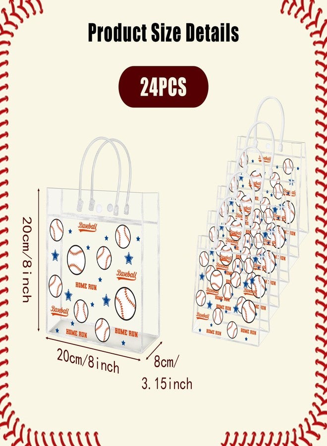 HYMENEX 24 Pack Baseball Clear PVC Gift Bags, Baseball Snack Bags with Handles for Goodie Treat Candy Party Holiday Sports Decoration - Image 2
