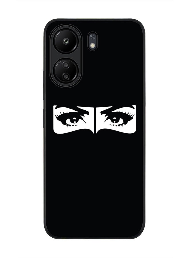 Stylizedd Rugged Black edge case for Xiaomi Poco C65, Slim fit Soft Case Flexible Rubber Edges Anti Drop TPU Gel Thin Cover- Naqabi Eyes - Image 1