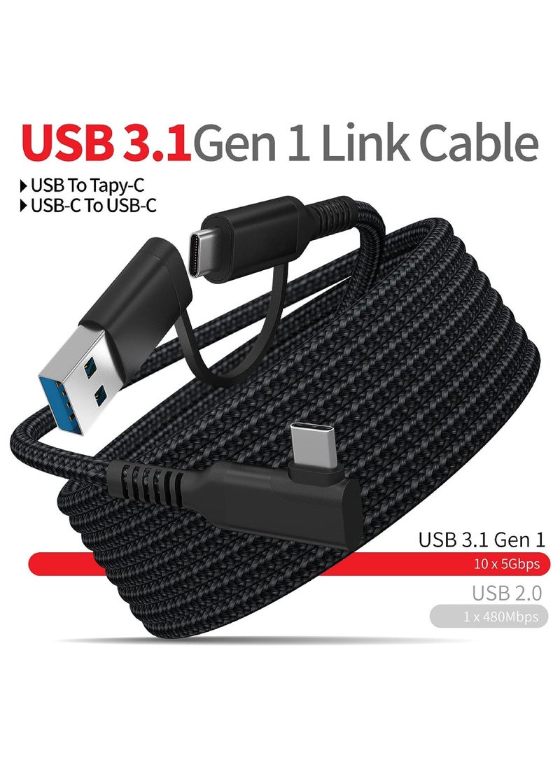 Link Cable for Oculus Quest 2 19 FT SYOSI 2 in 1 High Speed PC Data Transfer Link Cable Fast Charging USB 3.1 Gen2 to USB C Cable for Virtual Reality Headset and PC Gaming Black Woven