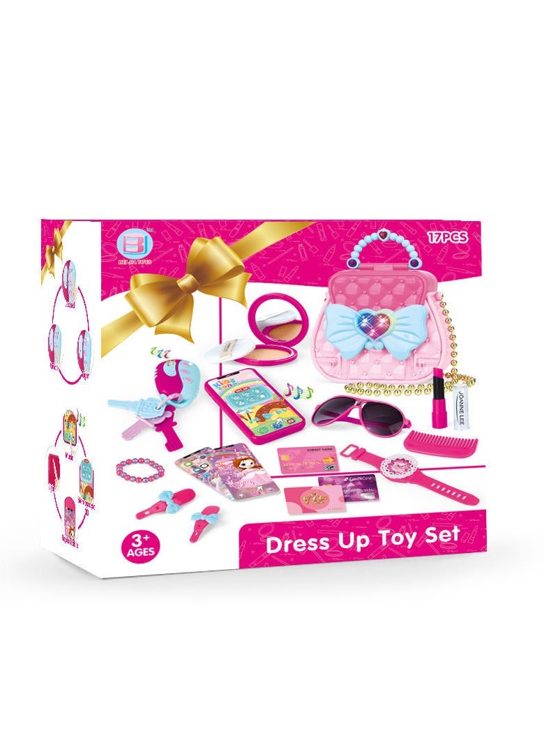 Kids Pretend Makeup Set with Cosmetic Bag, Non-Toxic Role Play Toy for Girls, Fashion Dress Up Gift with Handbag - Image 1