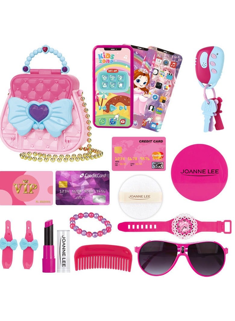 Kids Pretend Makeup Set with Cosmetic Bag, Non-Toxic Role Play Toy for Girls, Fashion Dress Up Gift with Handbag - Image 3