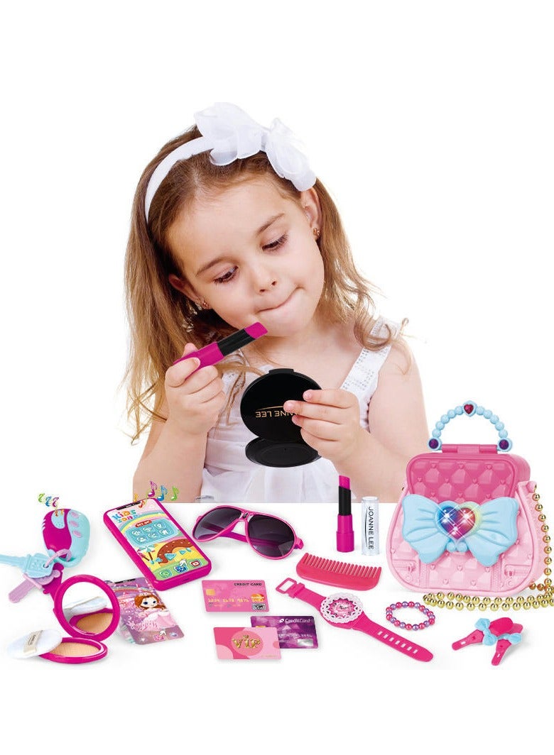 Kids Pretend Makeup Set with Cosmetic Bag, Non-Toxic Role Play Toy for Girls, Fashion Dress Up Gift with Handbag - Image 4