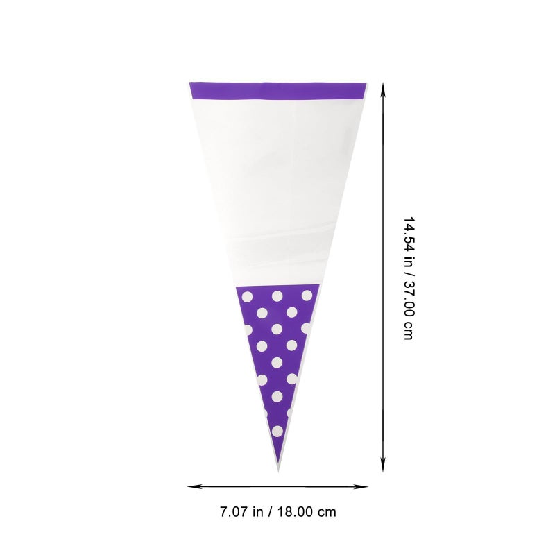 Purple Polka Dot Cellophane Candy Bags 100pcs Triangle Treat Pouches Party Favor Supplies - Image 3