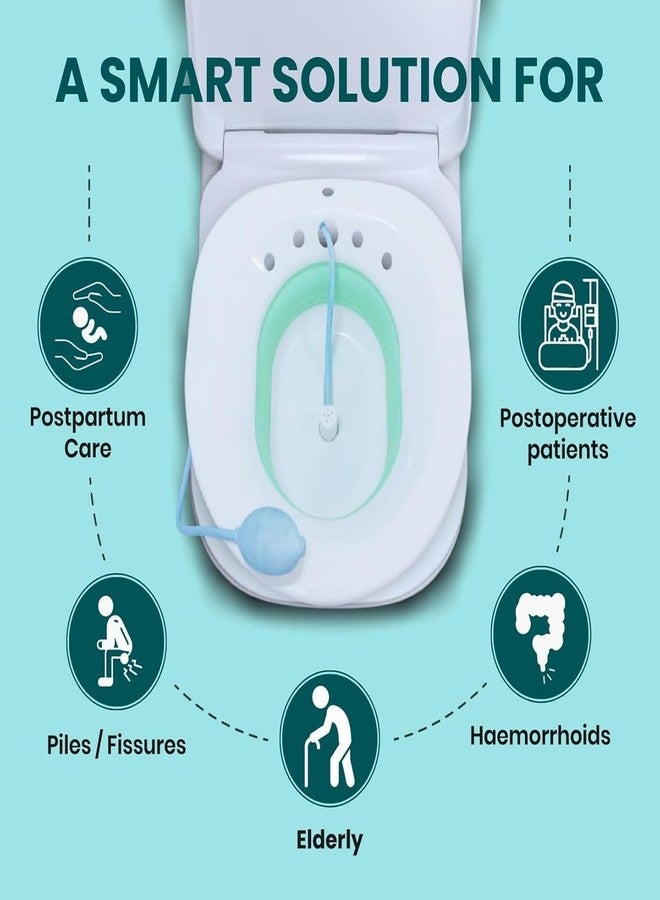 Wezone Sitz Bath Tub for Adults with Pressure Pump - Foldable Sitz Bath for Pregnant Women, Postpartum Care, Hemorrhoids, Piles & Anal Fissure Treatment | Fits All Toilet Seats (Multicolour) - Image 4