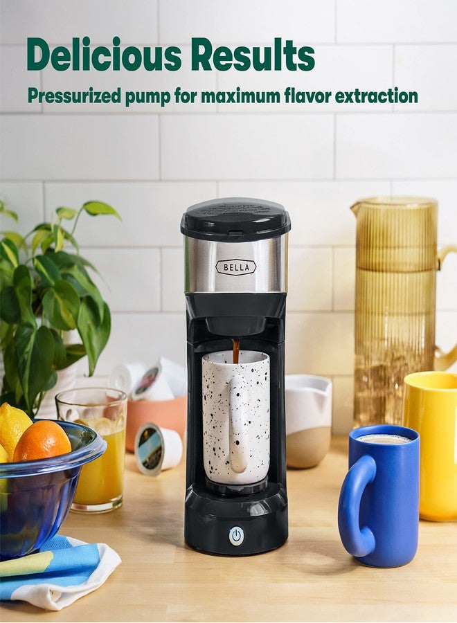 BELLA Dual Brew Single Serve Coffee Maker, Brews both Kcup and Ground Coffee, Large 14oz Capacity, Easy One Touch, Auto Shutoff, Black - Image 2