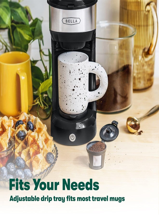 BELLA Dual Brew Single Serve Coffee Maker, Brews both Kcup and Ground Coffee, Large 14oz Capacity, Easy One Touch, Auto Shutoff, Black - Image 3