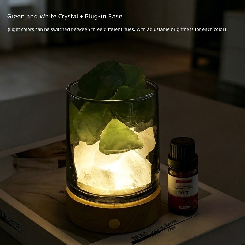 Natural Crystal Aroma Diffuser Night Light - Raw Stone Scented Lamp for Bedroom, Home Decor, Essential Oil Diffuser