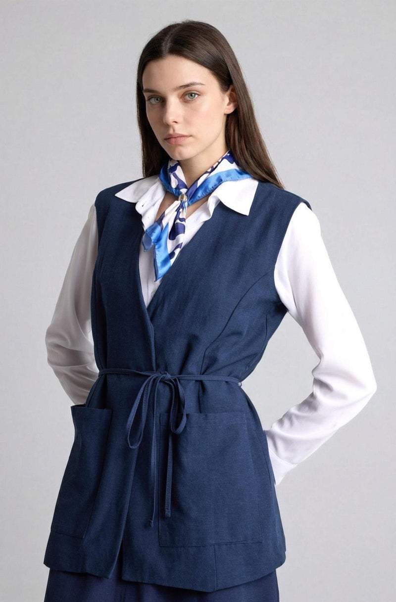 DeFacto Regular Fit V-Neck Linen Vest - Image 4