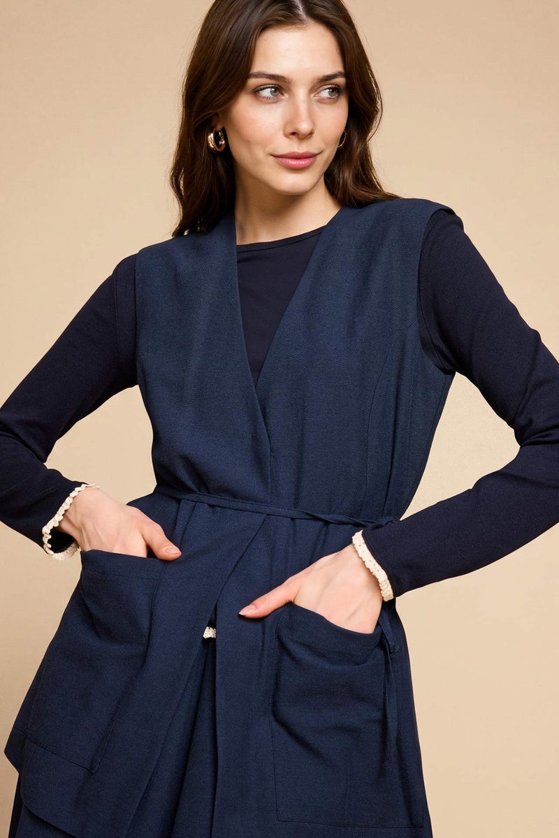 DeFacto Regular Fit V-Neck Linen Vest - Image 3