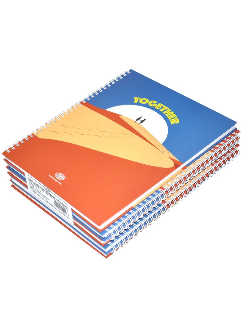 FIS Pack of 5  Spiral Hard Cover Notebook Single Line, 10X8 Inches (25.4 X 20.32 Cm) 100 Sheets -FSNBS1081906 - Image 1