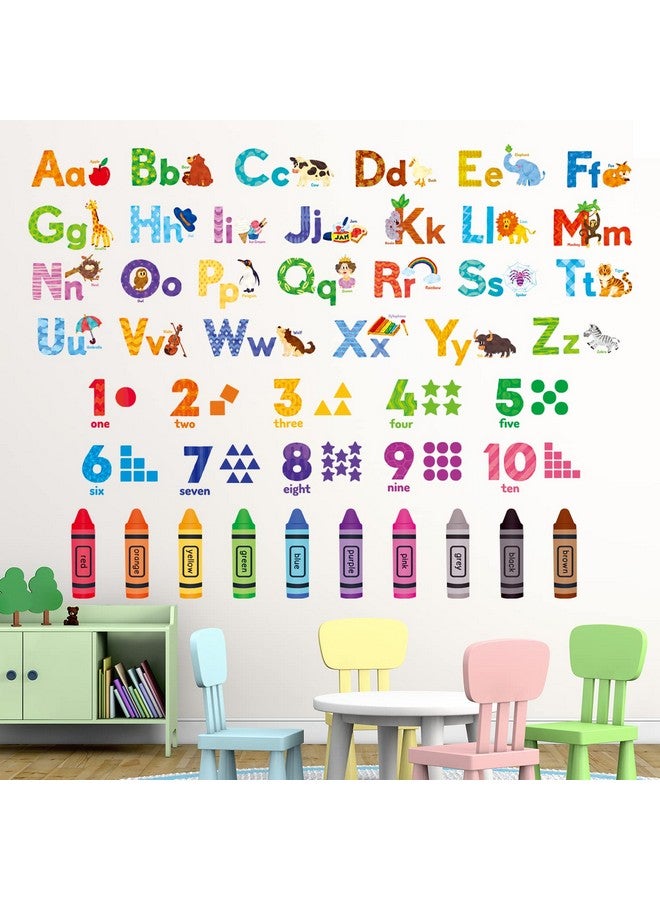 Decowall Ds-8044 Animal Alphabet Numbers Colour Decals Stickers Kids Peel And Stick Removable For Room Décor Letters Abc Classroom Playroom Decorations Educational Bedroom Nursery - Image 2