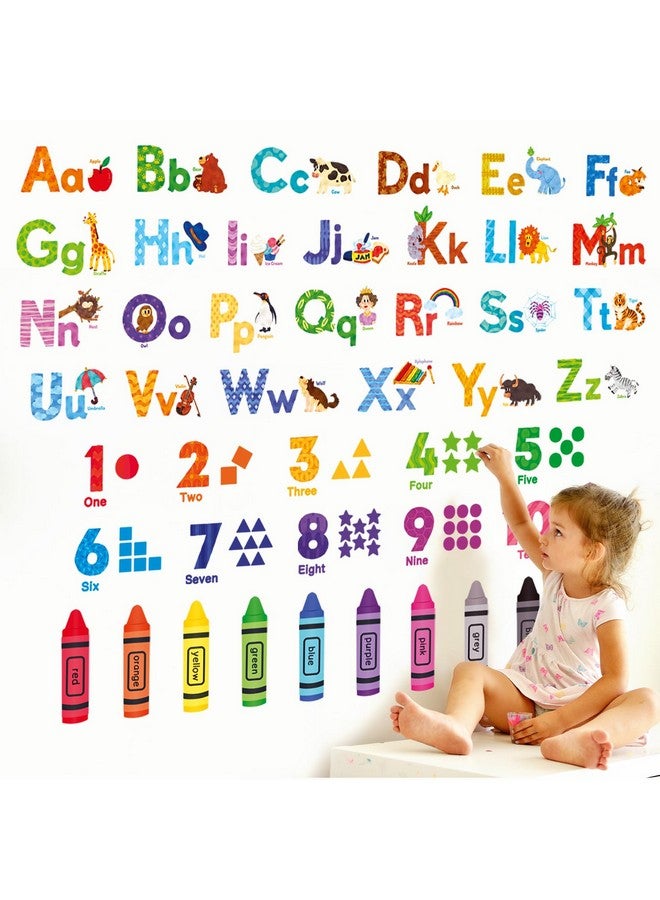 Decowall Ds-8044 Animal Alphabet Numbers Colour Decals Stickers Kids Peel And Stick Removable For Room Décor Letters Abc Classroom Playroom Decorations Educational Bedroom Nursery - Image 1