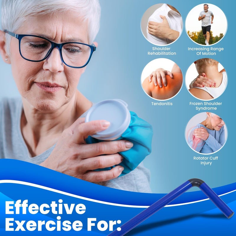 RangeMaster ShoulderWand Therapy Stretching Tool│Collapsible Stretching Bar │Physical Therapy Tool for Recovery and Increasing Motion (Blue) - Image 3