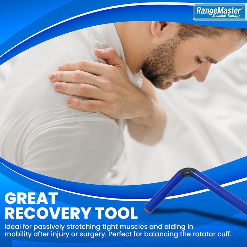 RangeMaster ShoulderWand Therapy Stretching Tool│Collapsible Stretching Bar │Physical Therapy Tool for Recovery and Increasing Motion (Blue) - Image 5