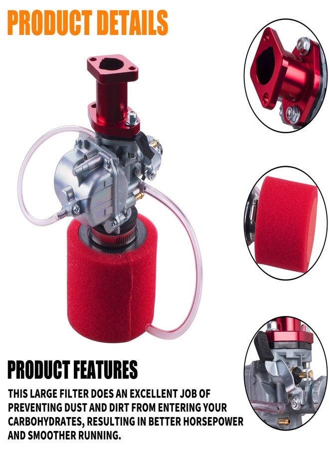 ORAEVY VM22 Racing Performance Mikuni Carburetor Carb Mainfold Intake Pipe Fit For Predator 212cc GX160 Honda GX200 CT200U 196cc KT196 Clones Go Kart Mini Bike Race Kart (Red) - Image 3