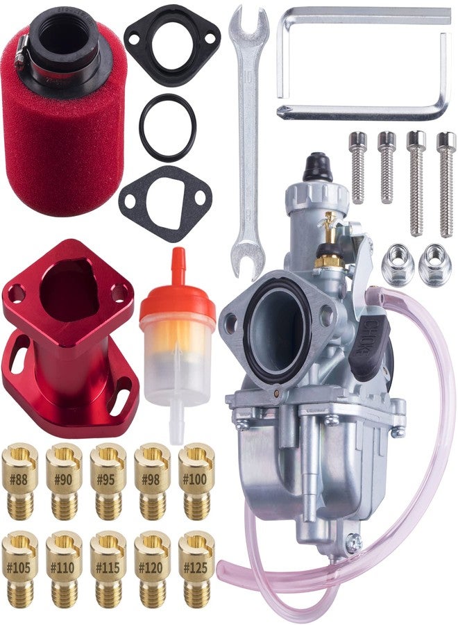 ORAEVY VM22 Racing Performance Mikuni Carburetor Carb Mainfold Intake Pipe Fit For Predator 212cc GX160 Honda GX200 CT200U 196cc KT196 Clones Go Kart Mini Bike Race Kart (Red) - Image 1